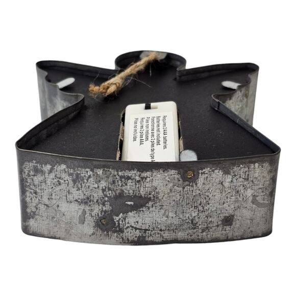 Battery Operated Galvanized Steel Lighted Angel 6" High - Picture 5 of 11